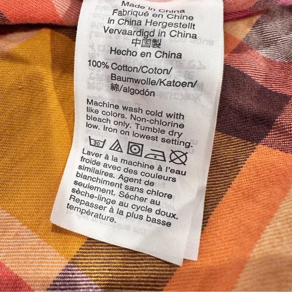 J. Crew Pink and Orange Button Down Plaid Shirt; Ruffle Collar; Super Soft; 2X - Picture 5 of 8